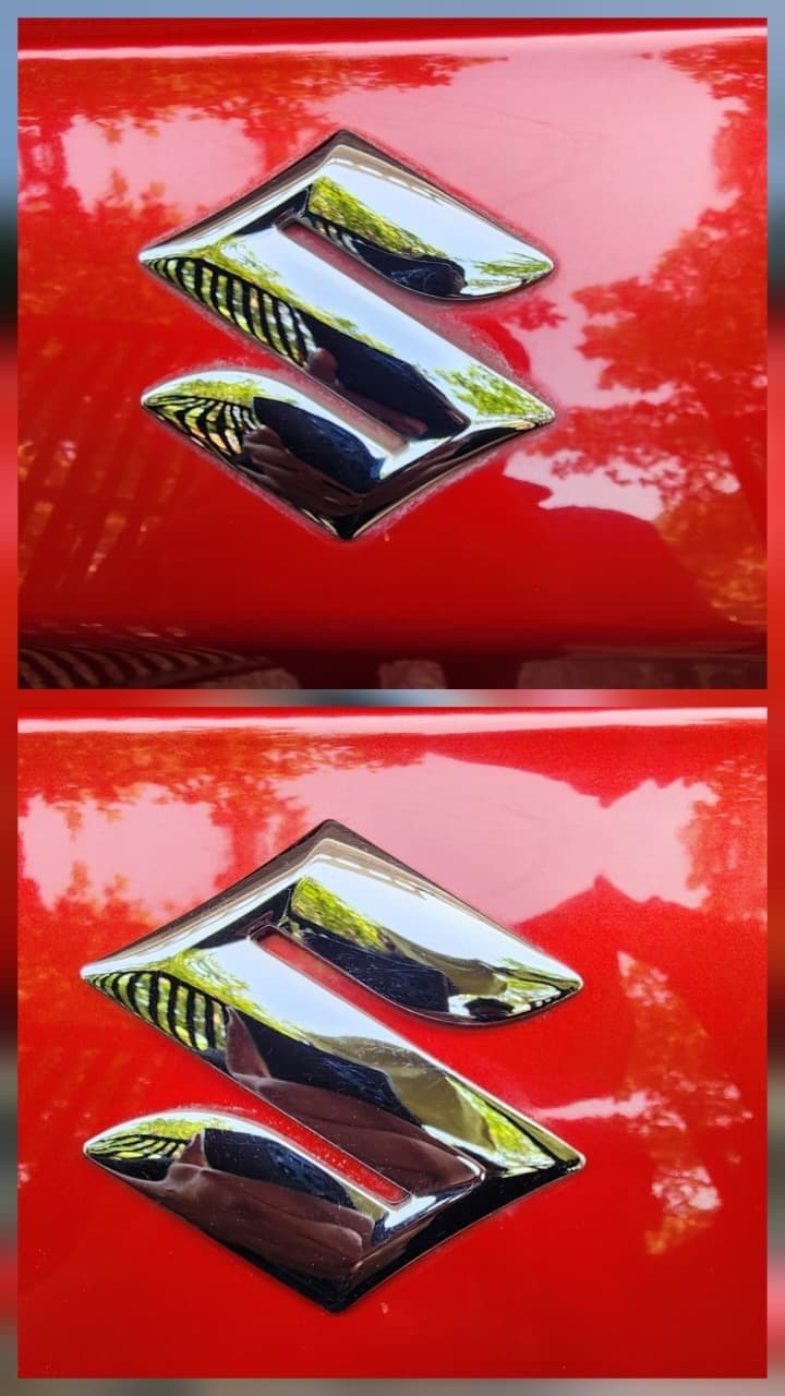 Badge before and after cleaning